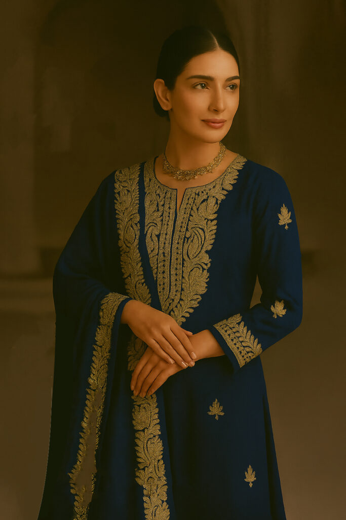 Blue Tilla suit with dupatta