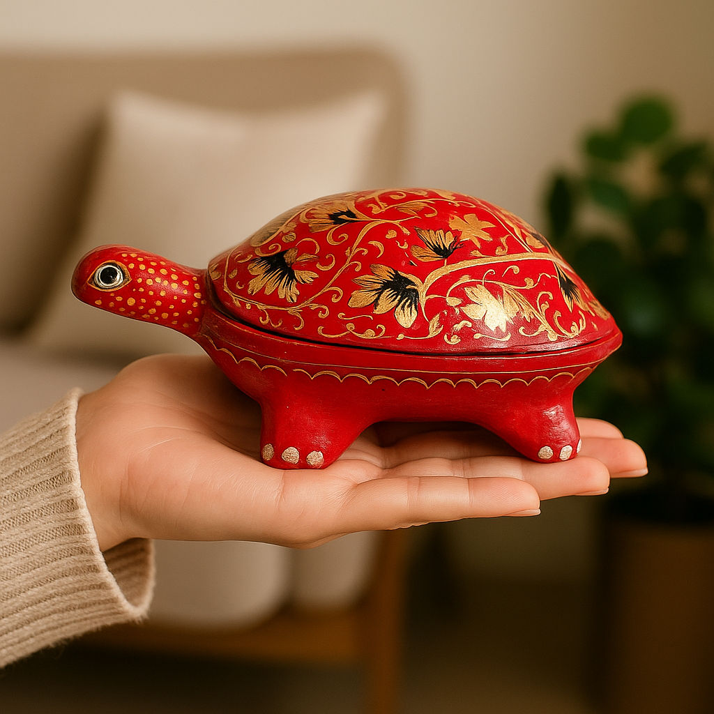 Handcrafted Paper Mâché Turtle Box