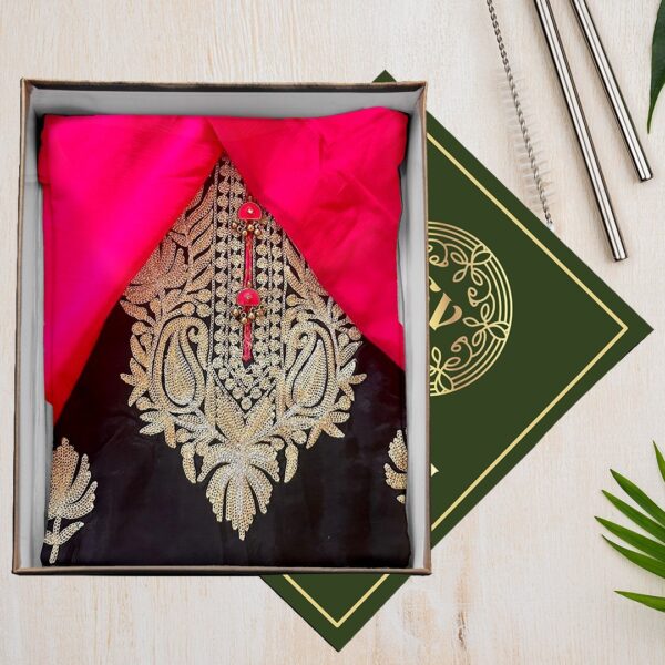 Black and Pink Tilla Suit with Dupatta