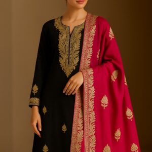 Black and Pink Tilla Suit with Dupatta