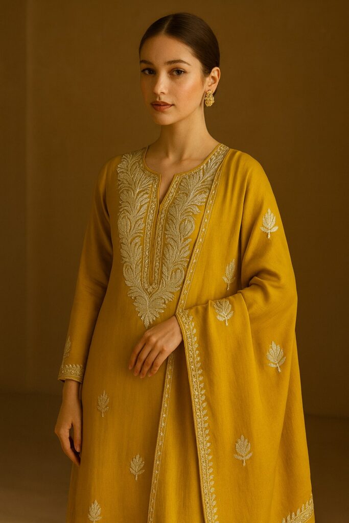 Yellow Tilla Suit With Dupatta