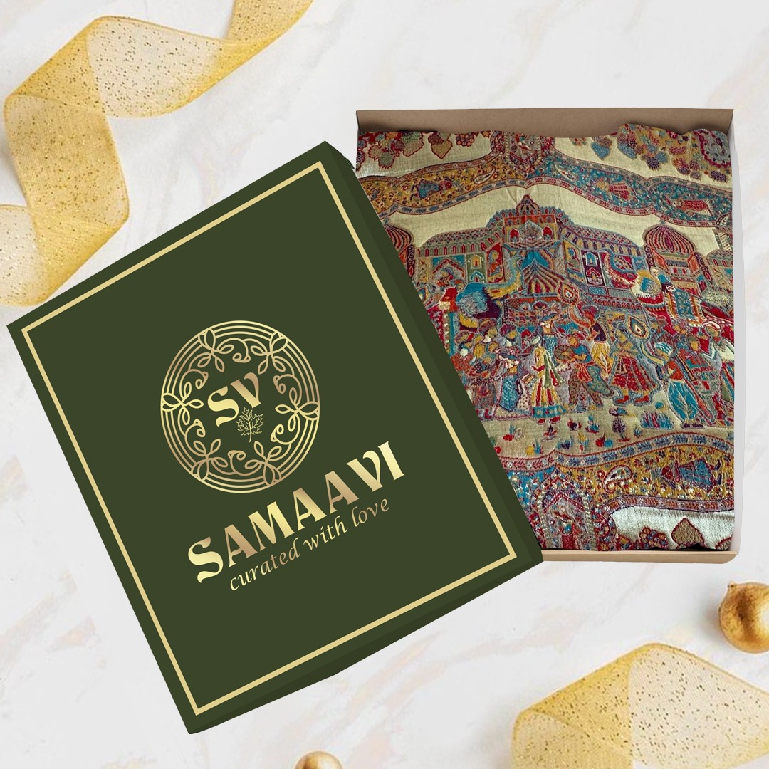 Royal Darbar Kalamkari Pashmina Shawl
