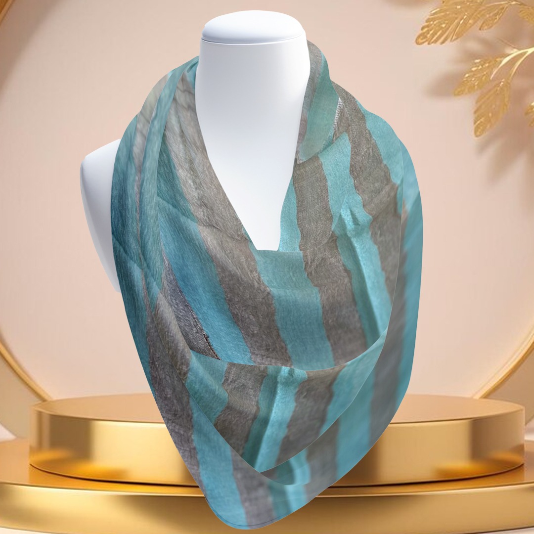 Aqua & Beige Striped Pashmina Stole