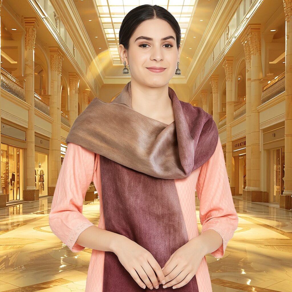 Dual-Tone Brown & Maroon Pashmina Stole