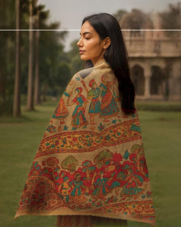 Handcrafted Celebration Scene Pashmina Shawl