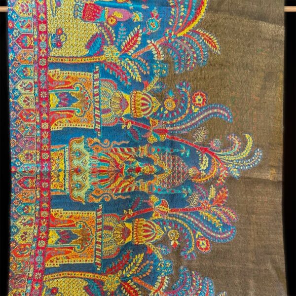 Royal Temple Scene Pashmina Shawl