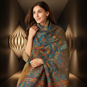 Royal Temple Scene Pashmina Shawl