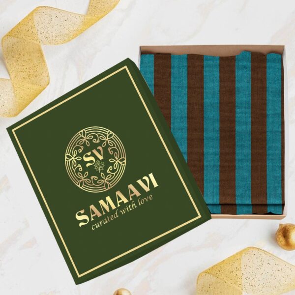 Teal & Brown Striped Pashmina Stole