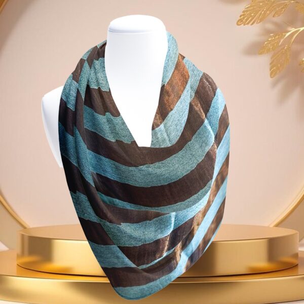 Teal & Brown Striped Pashmina Stole