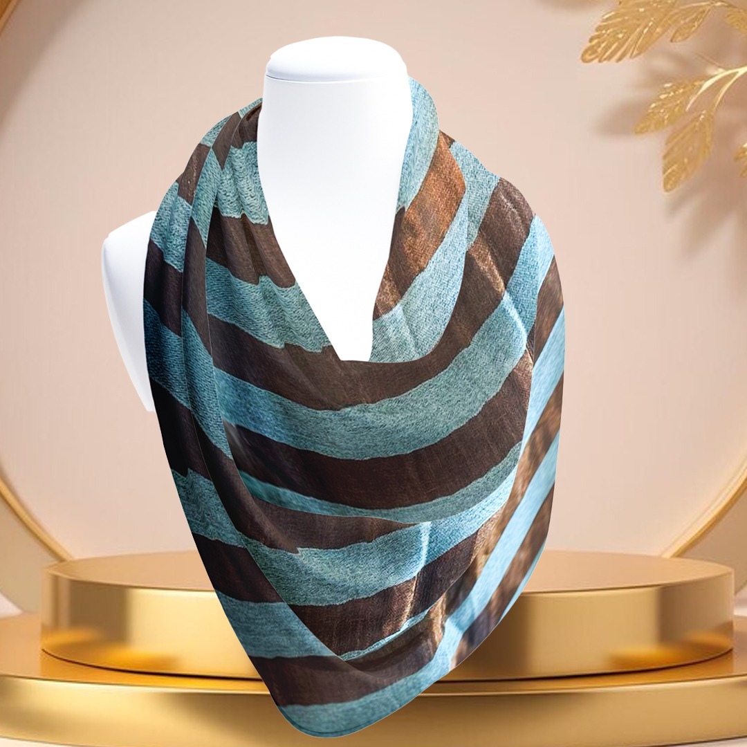 Teal & Brown Striped Pashmina Stole