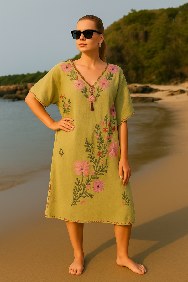 Pastel Green Handcrafted Kaftan