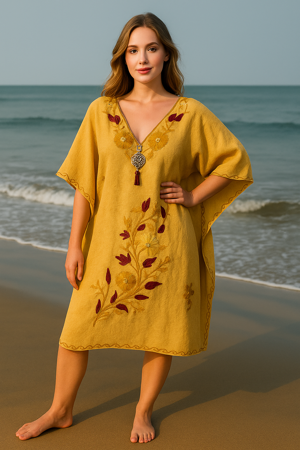 Yellow Designer Kaftan for Women