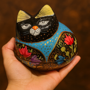 Black and Blue Paper Mâché Cat Box