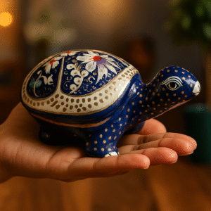 Blue Paper Mâché Turtle Box