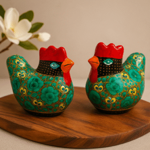 Handcrafted Paper Mâché Hen Box Pair