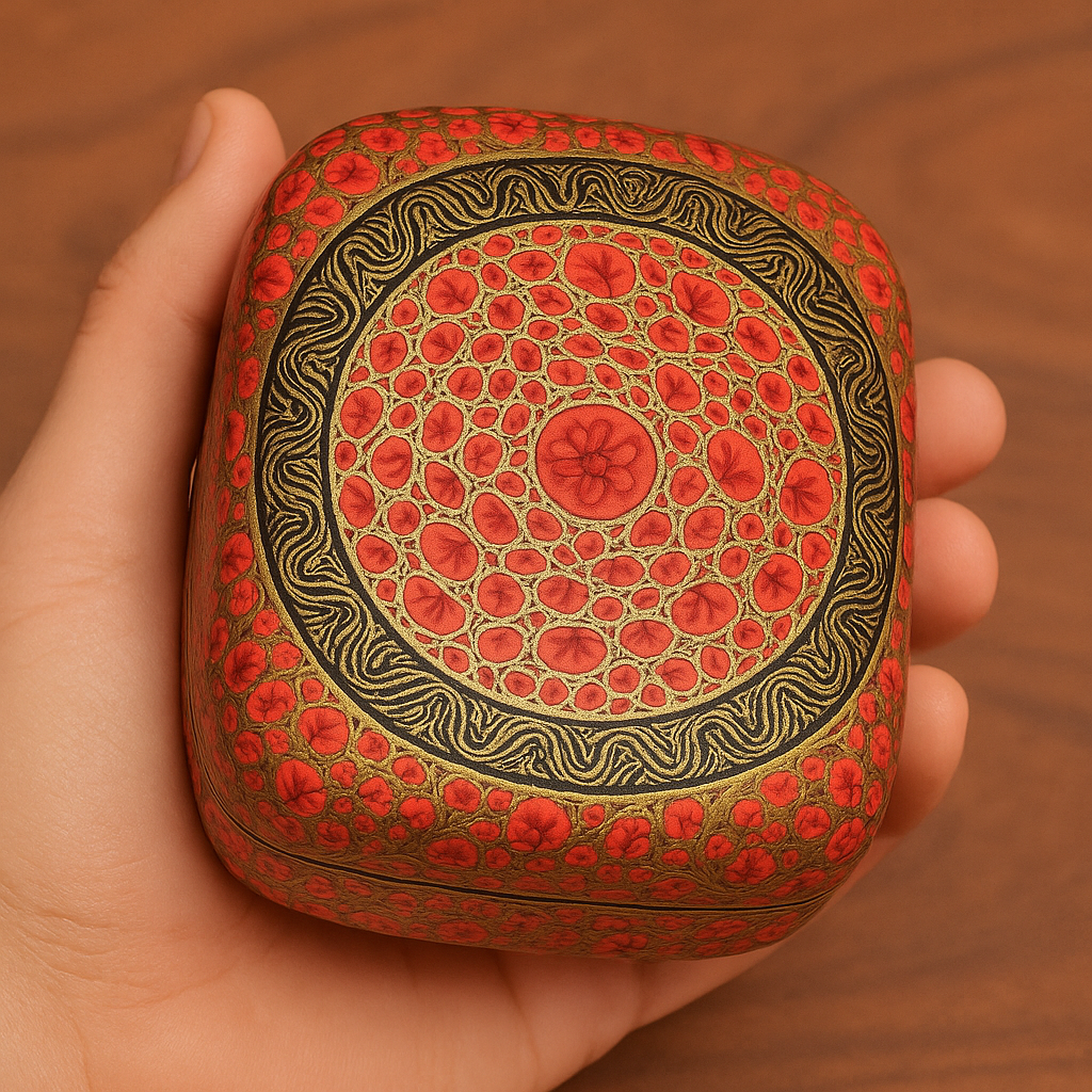 Paper Mâché Red Floral Round Box