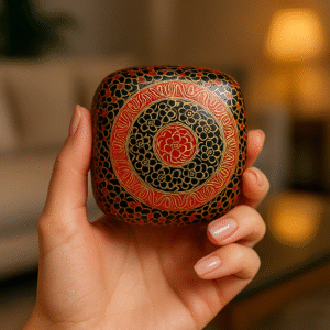 Paper Mâché Round Floral Box