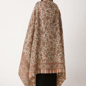 Light Brown Pashmina Shawl with All-Over Floral Pattern