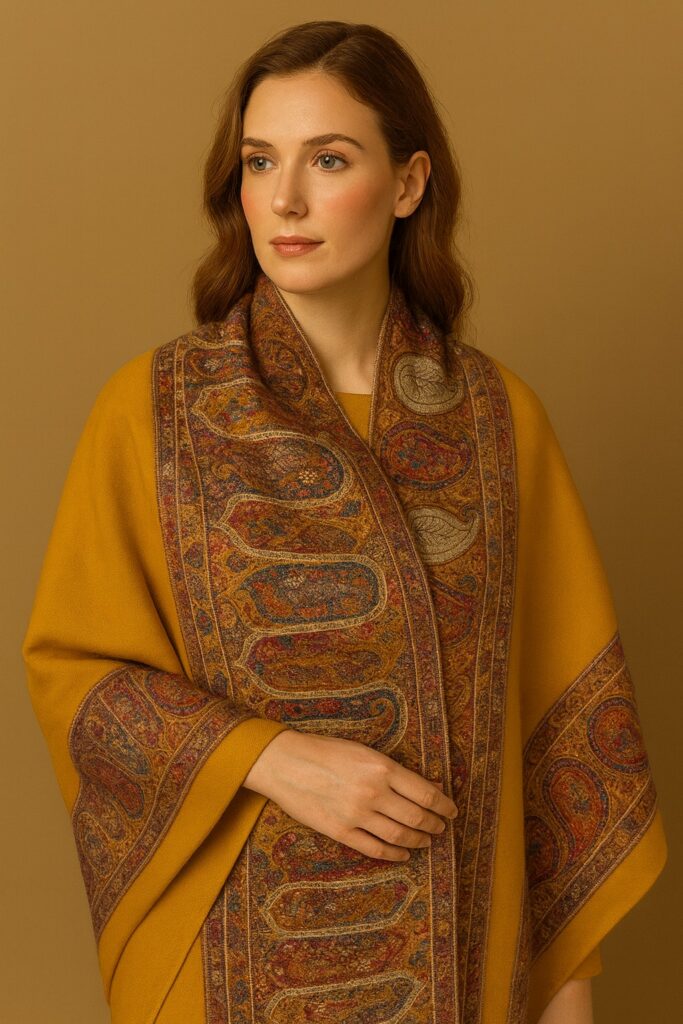 Mustard Pashmina Kani Shawl