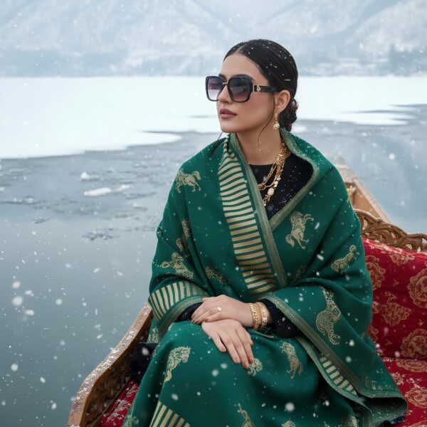 Green Stole with Golden Horse Motif