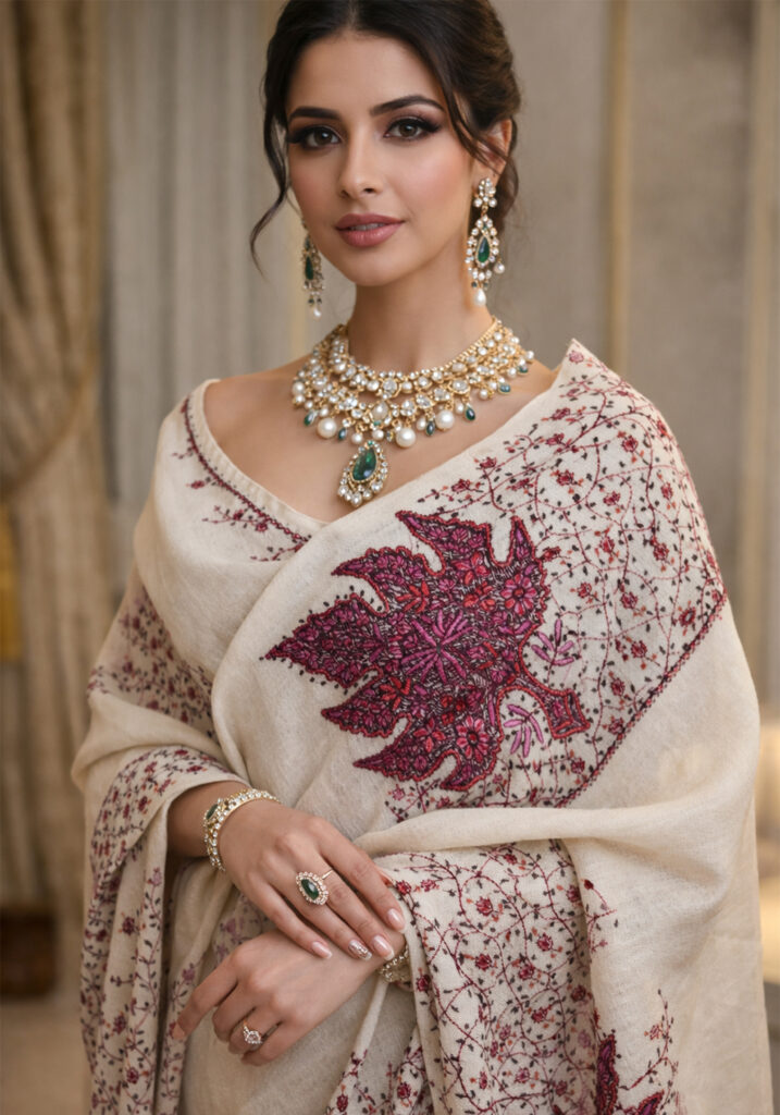 Handcrafted Pashmina in Maple Bloom Design