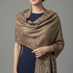 Classic Brown Embroidered Pashmina Shawl