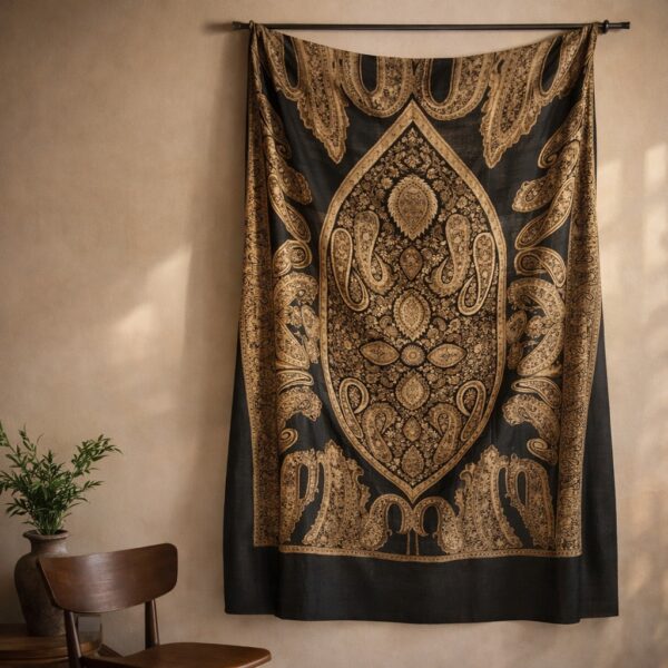 Black Pashmina Shawl Heritage Design