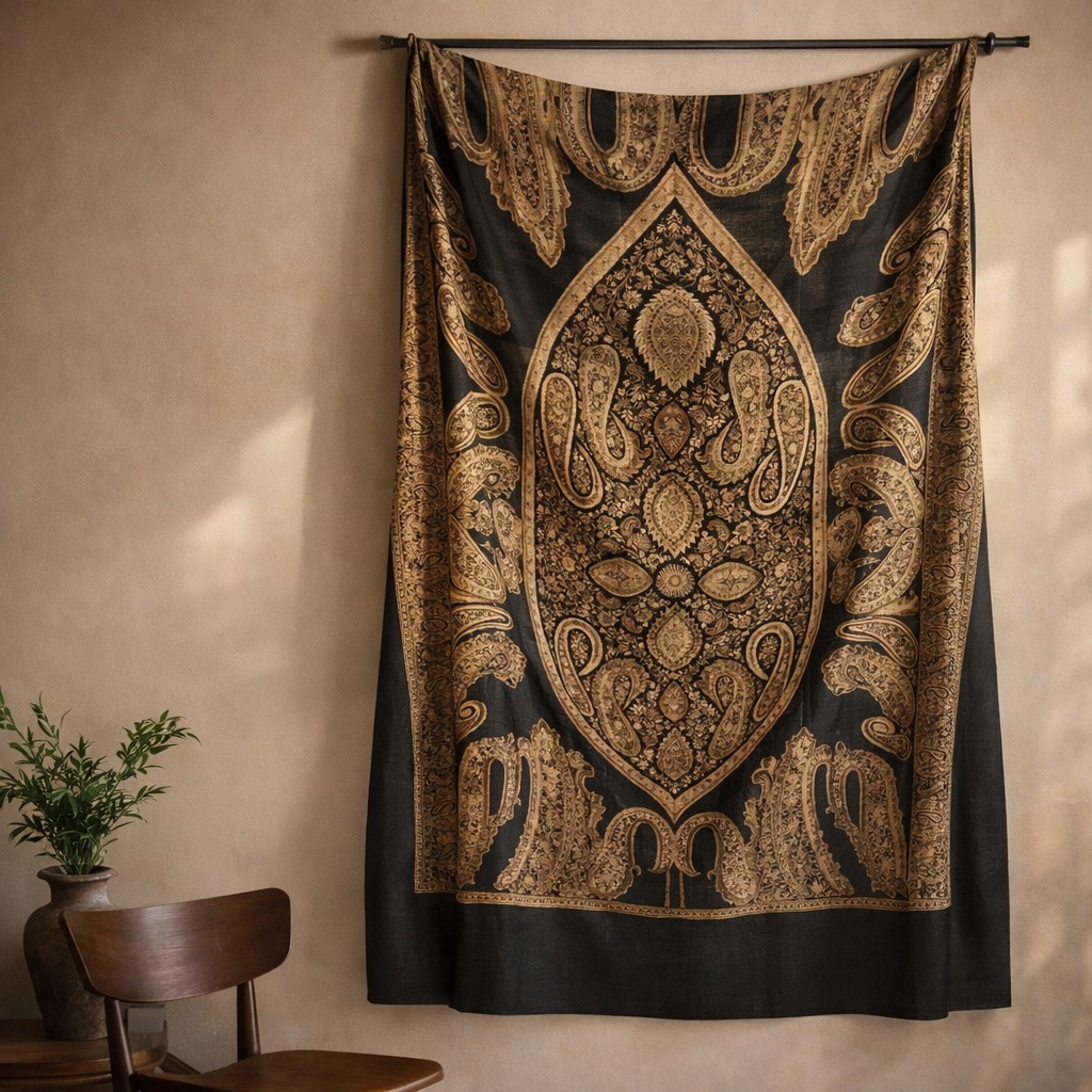 Black Pashmina Shawl Heritage Design