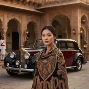 Black Pashmina Shawl Heritage Design