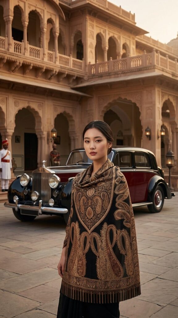 Black Pashmina Shawl Heritage Design