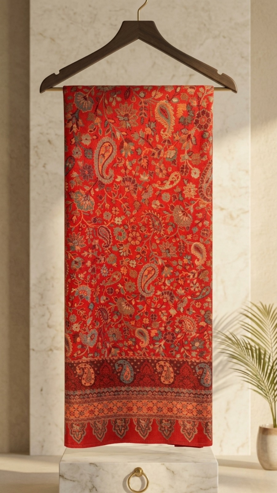 Classic Red Paisley Pashmina Shawl