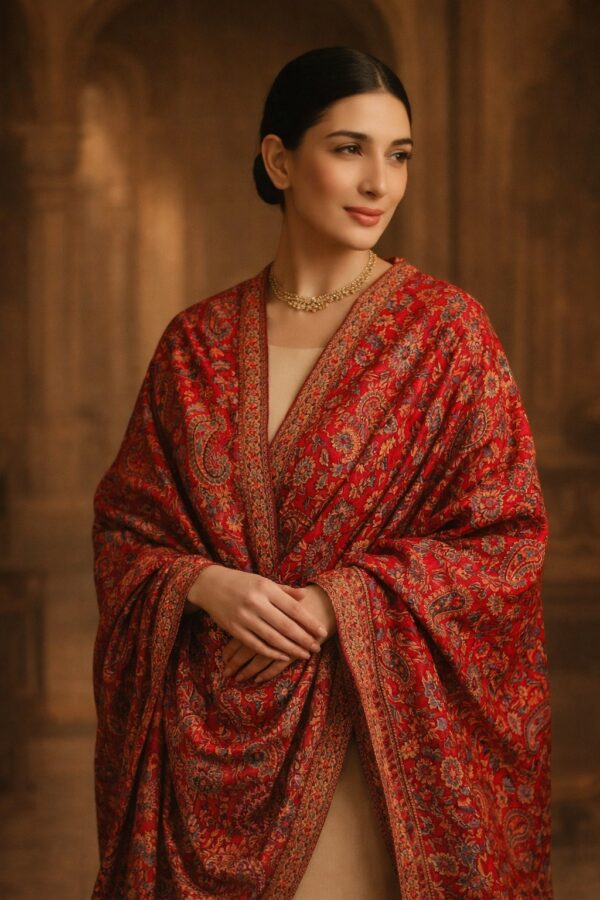 Classic Red Paisley Pashmina Shawl