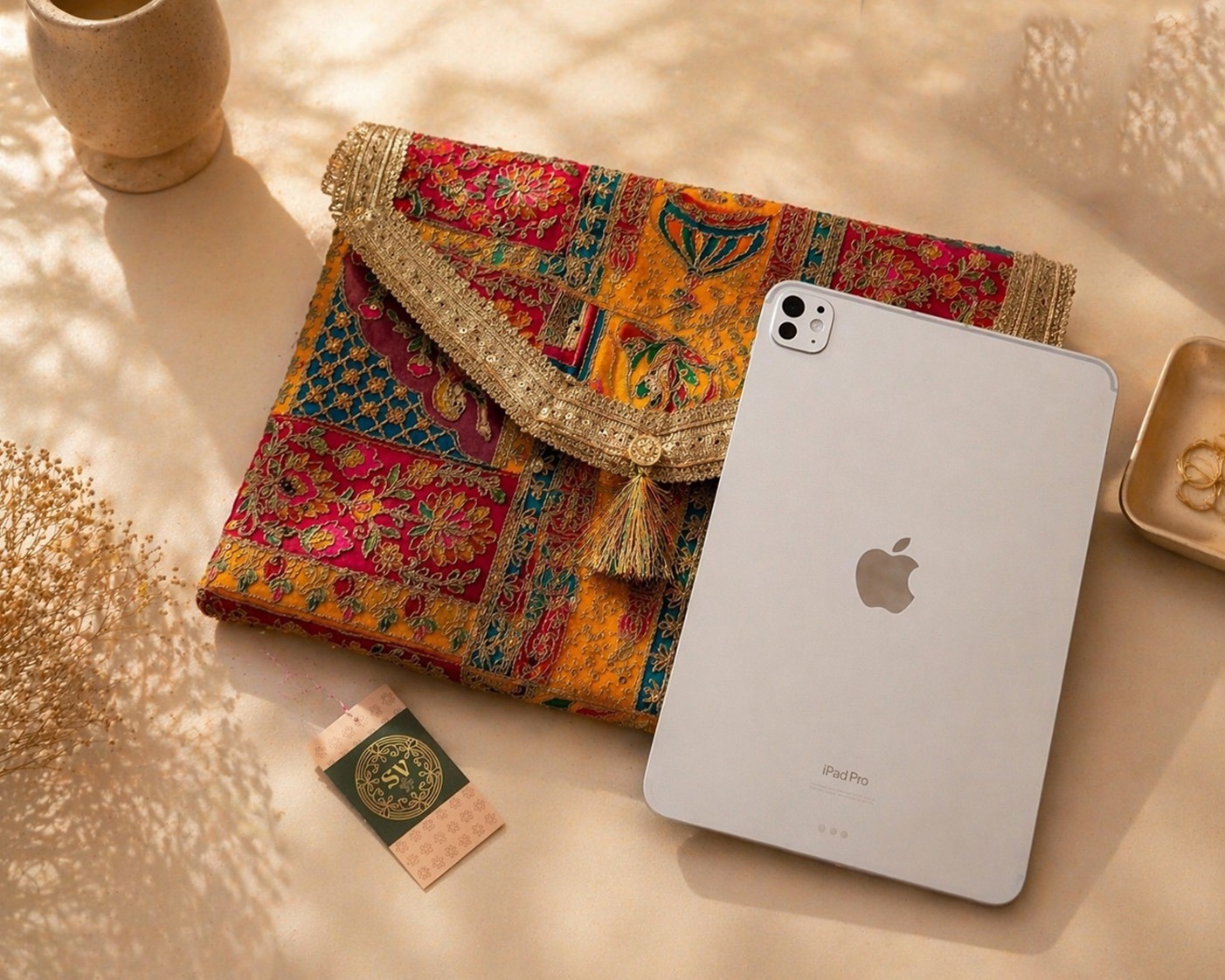 Traditional Embroidered MacBook Cover
