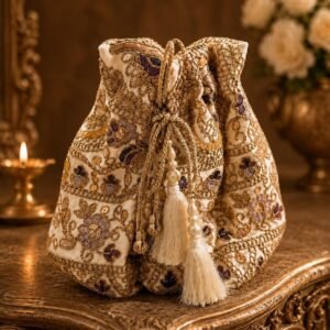 Zareen Floral Goldwork Potli